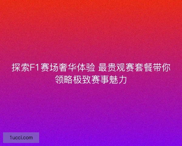 探索F1赛场奢华体验 最贵观赛套餐带你领略极致赛事魅力